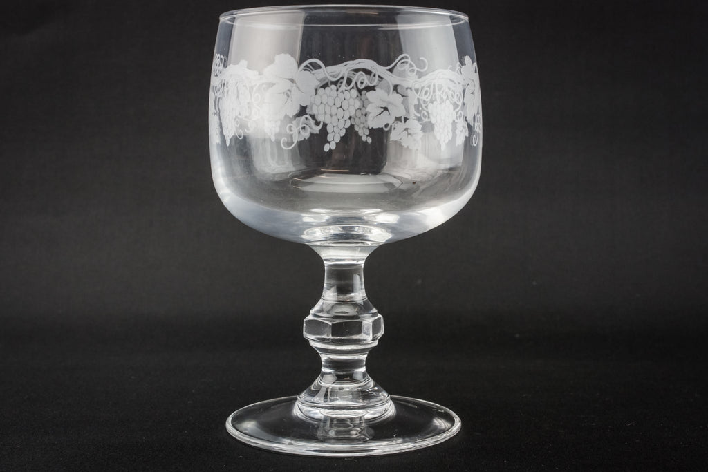 9 etched wine glasses