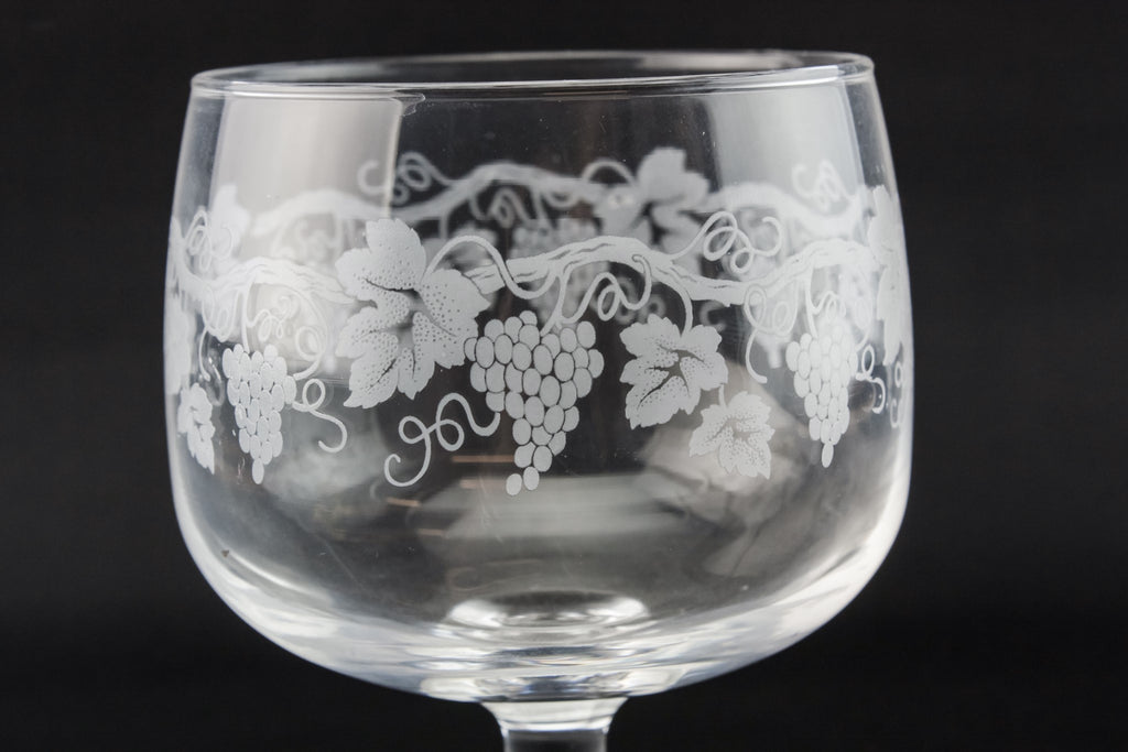 9 etched wine glasses