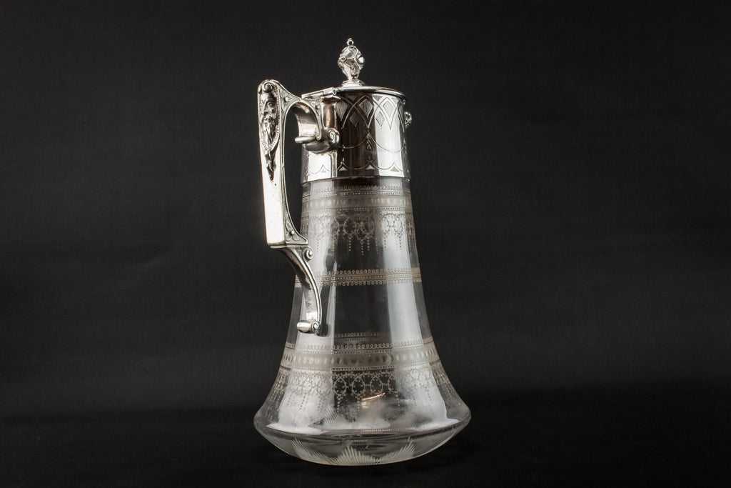 Silver plated glass carafe
