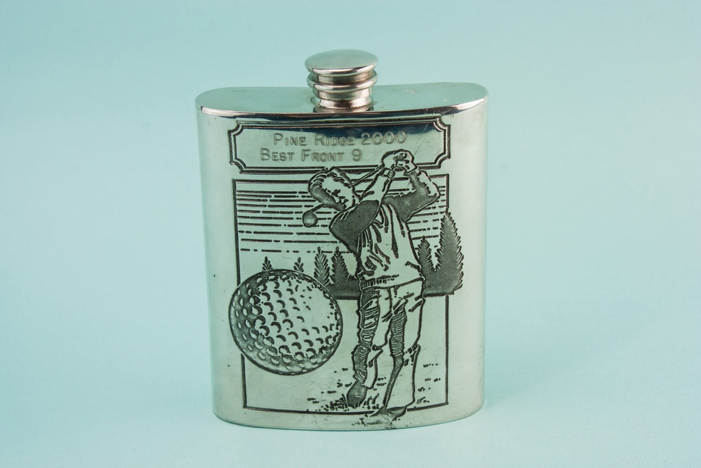Pewter golf hip flask