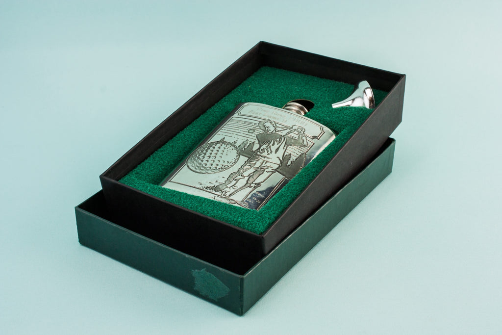 Pewter golf hip flask