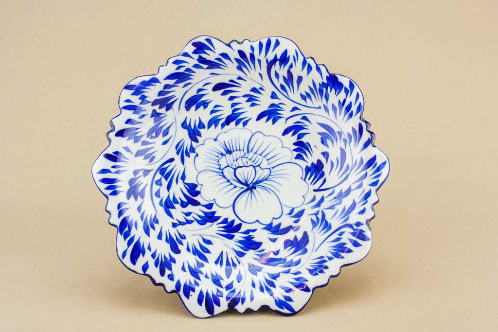 Blue and white cake stand