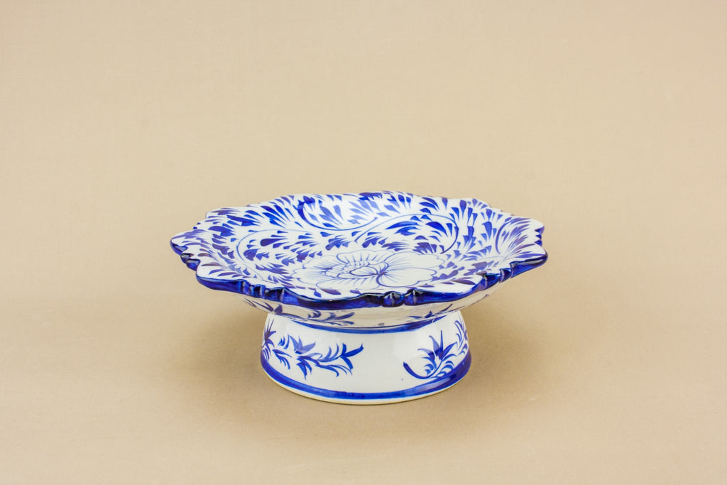 Blue and white cake stand