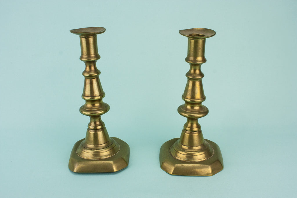 2 brass medium candlesticks