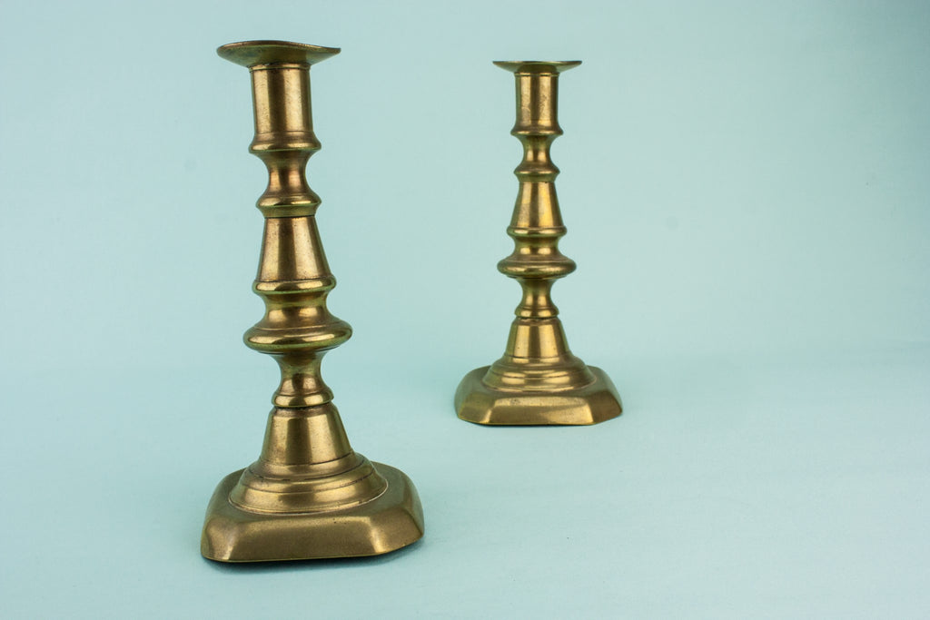 2 brass medium candlesticks