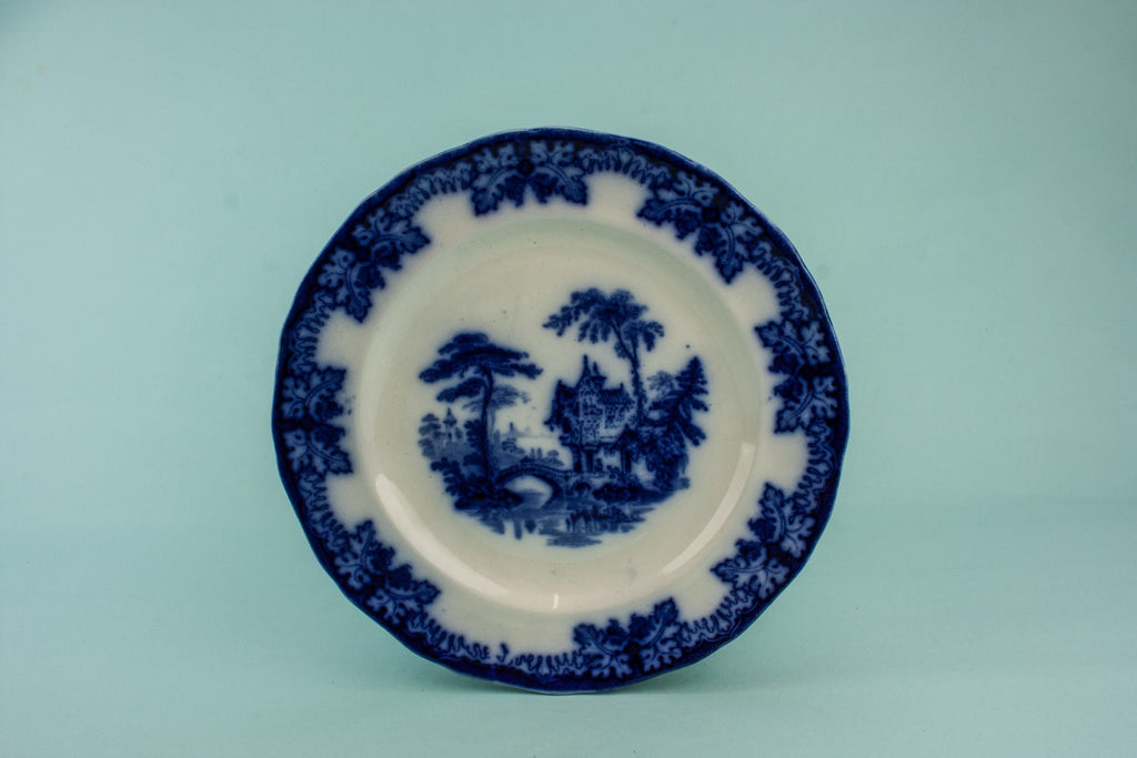 Flow blue serving plate