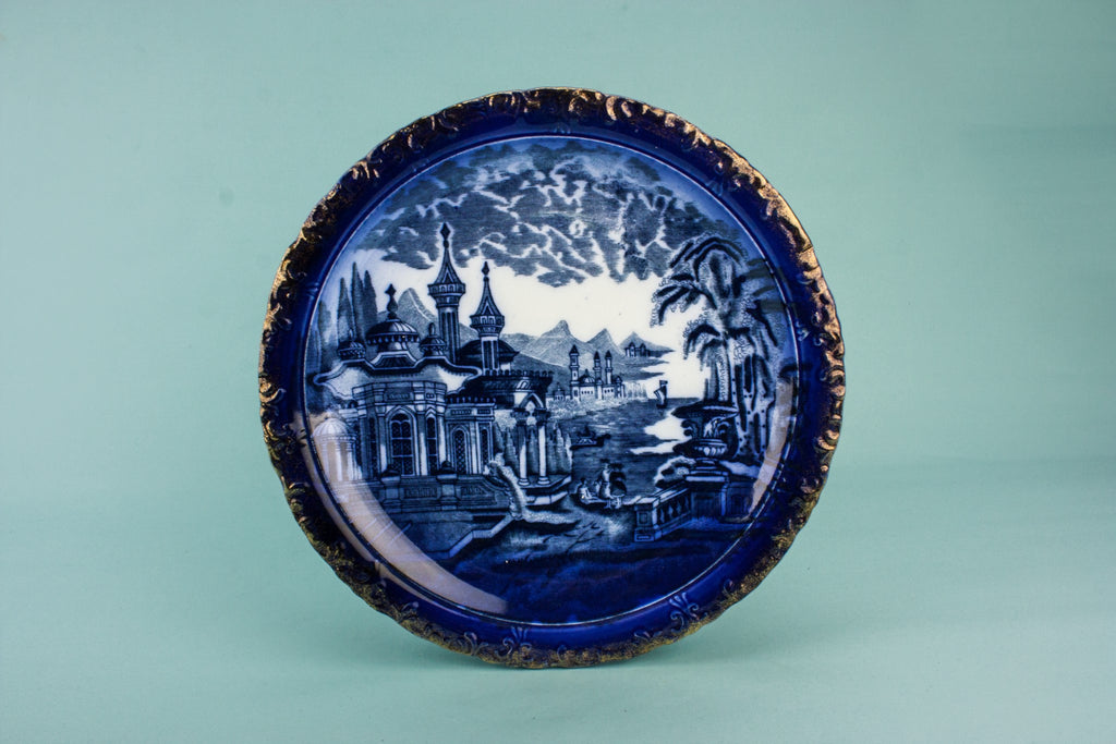 Flow blue serving dish