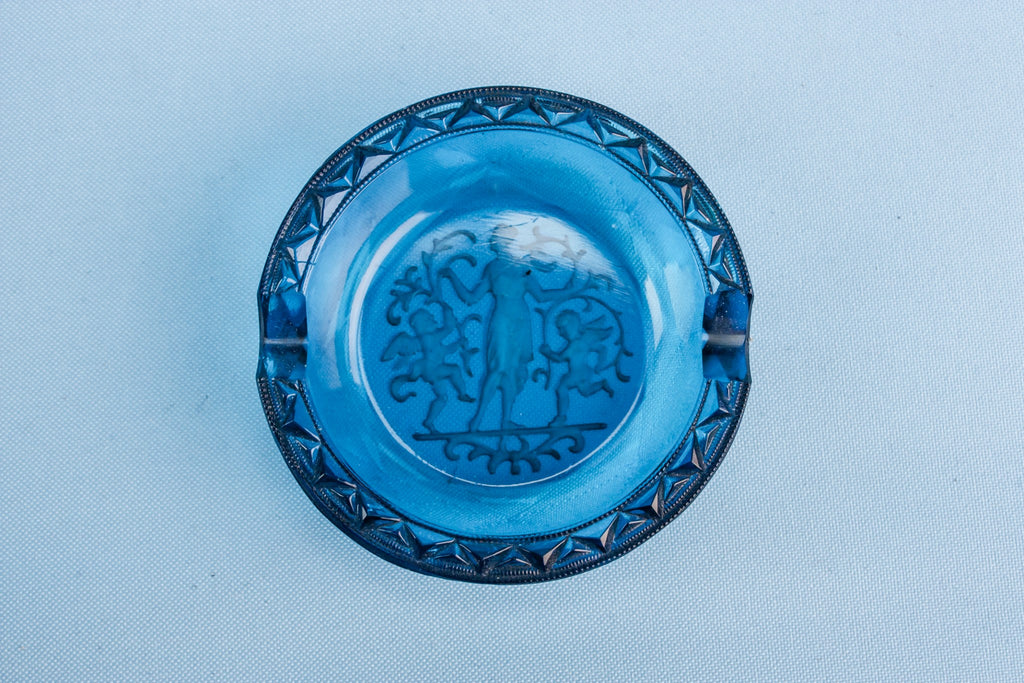 Blue glass ashtray