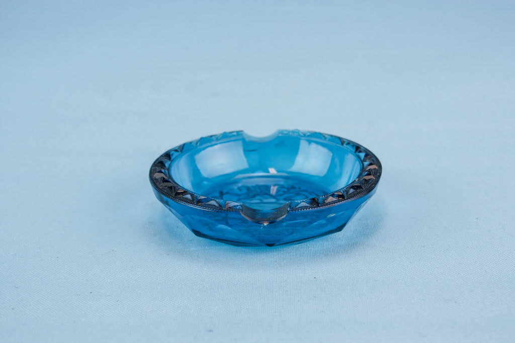 Blue glass ashtray