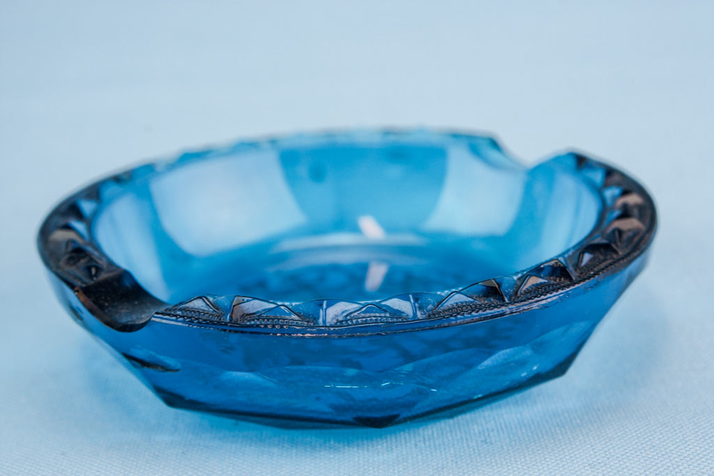 Blue glass ashtray