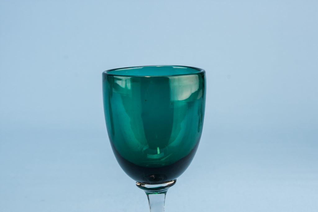 6 green port glasses
