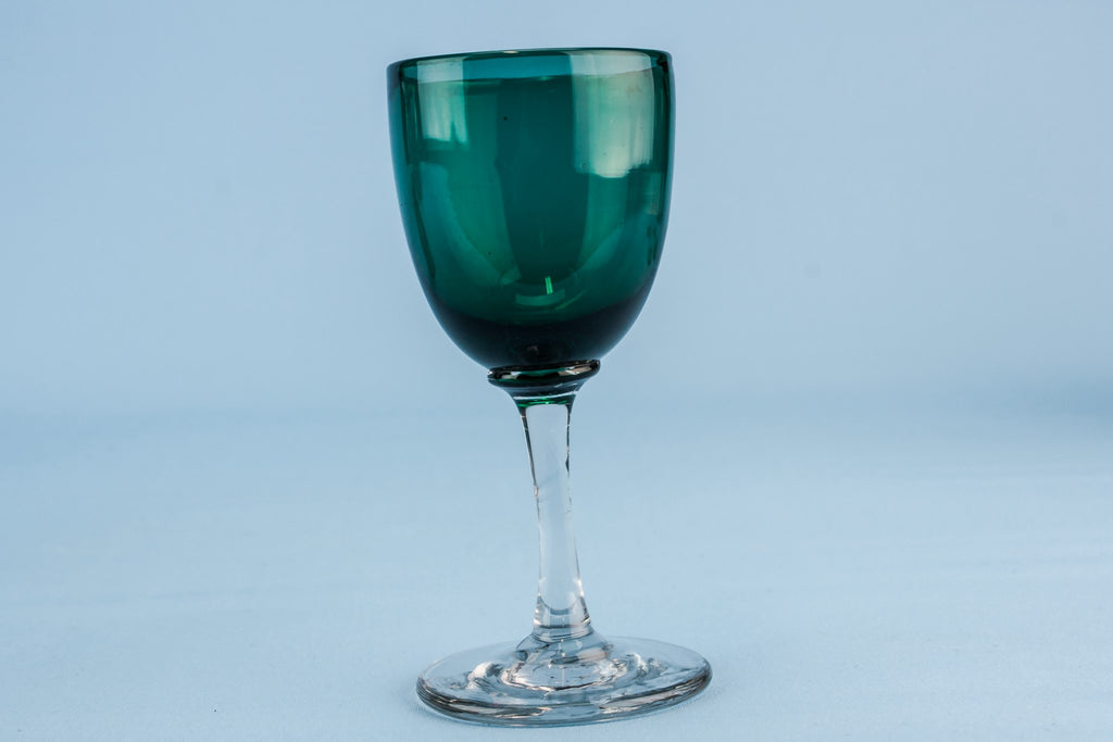 6 green port glasses