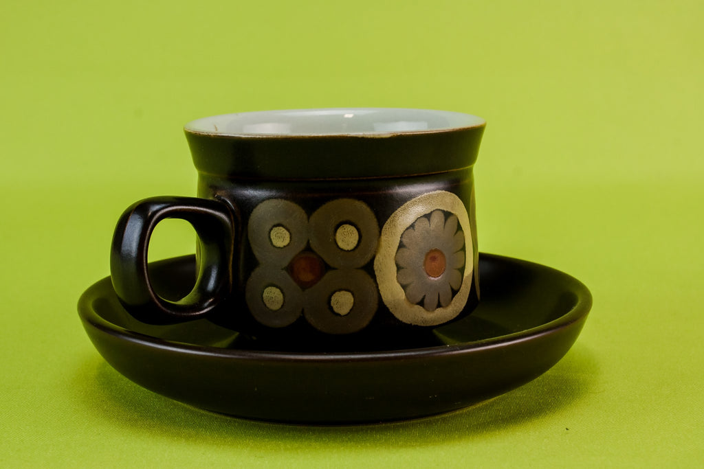 Brown pottery tea set for six