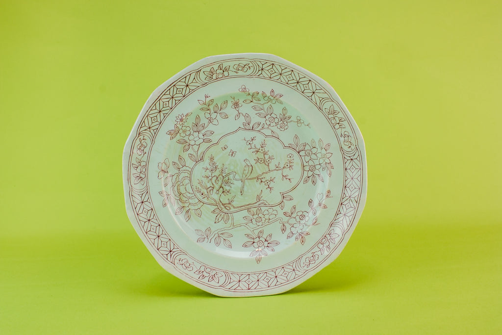 8 Adams pottery dinner plates
