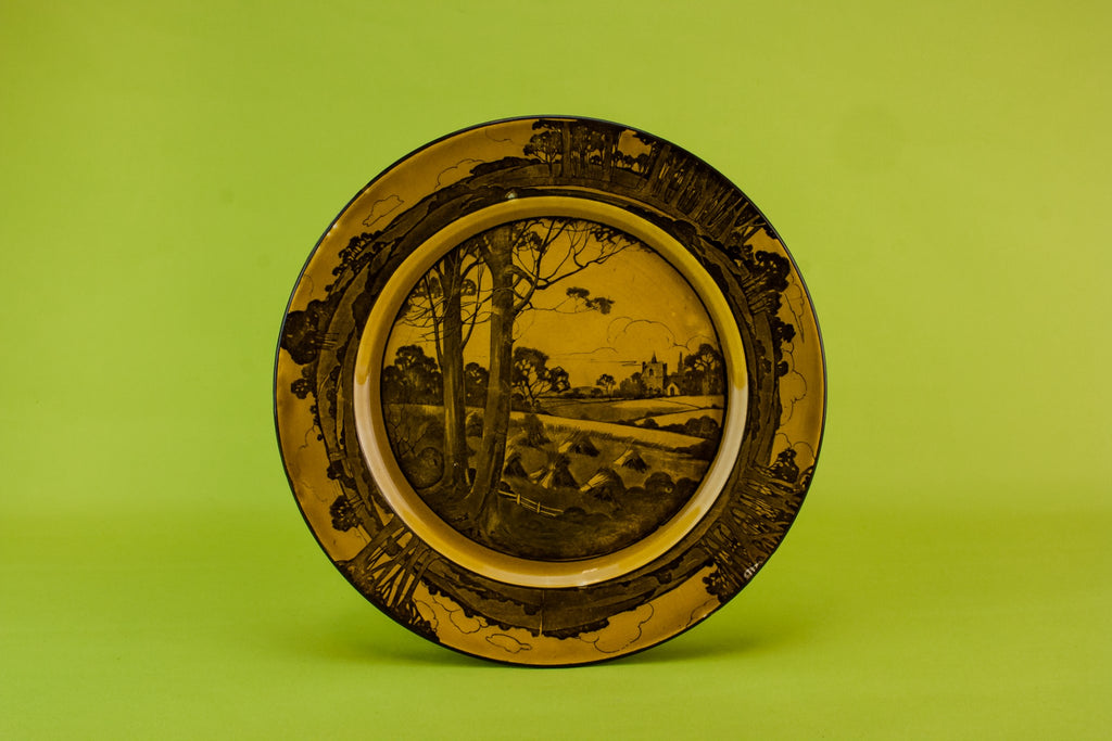 Art Deco pottery cake plate