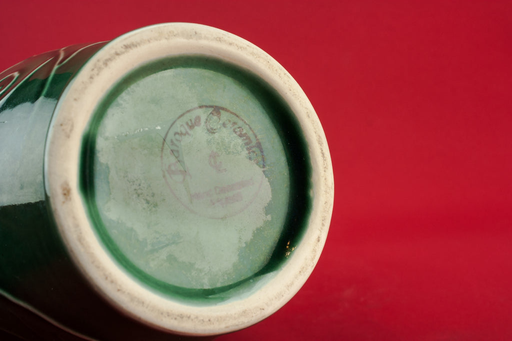 Green floral pottery vase