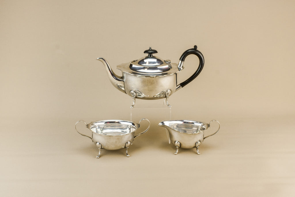 Silver plated tea set trio