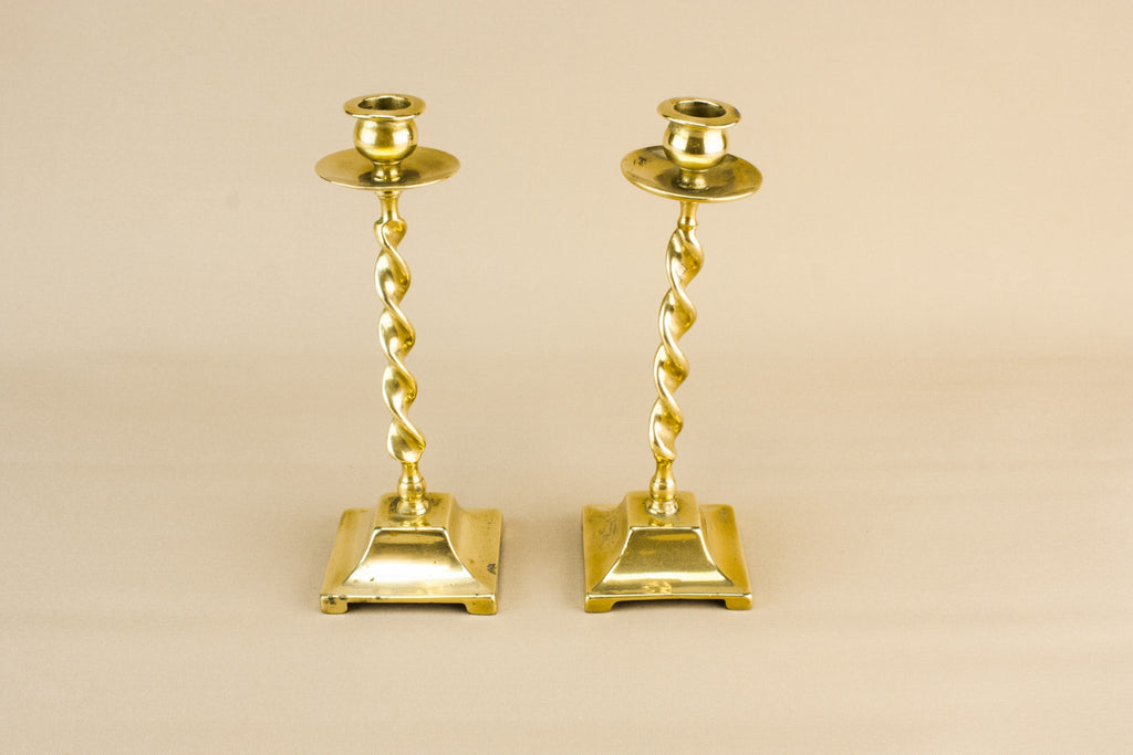 2 barley twist candlesticks