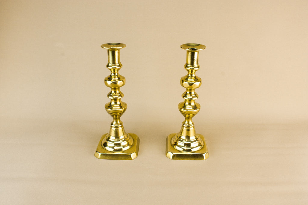 2 brass medium candlesticks