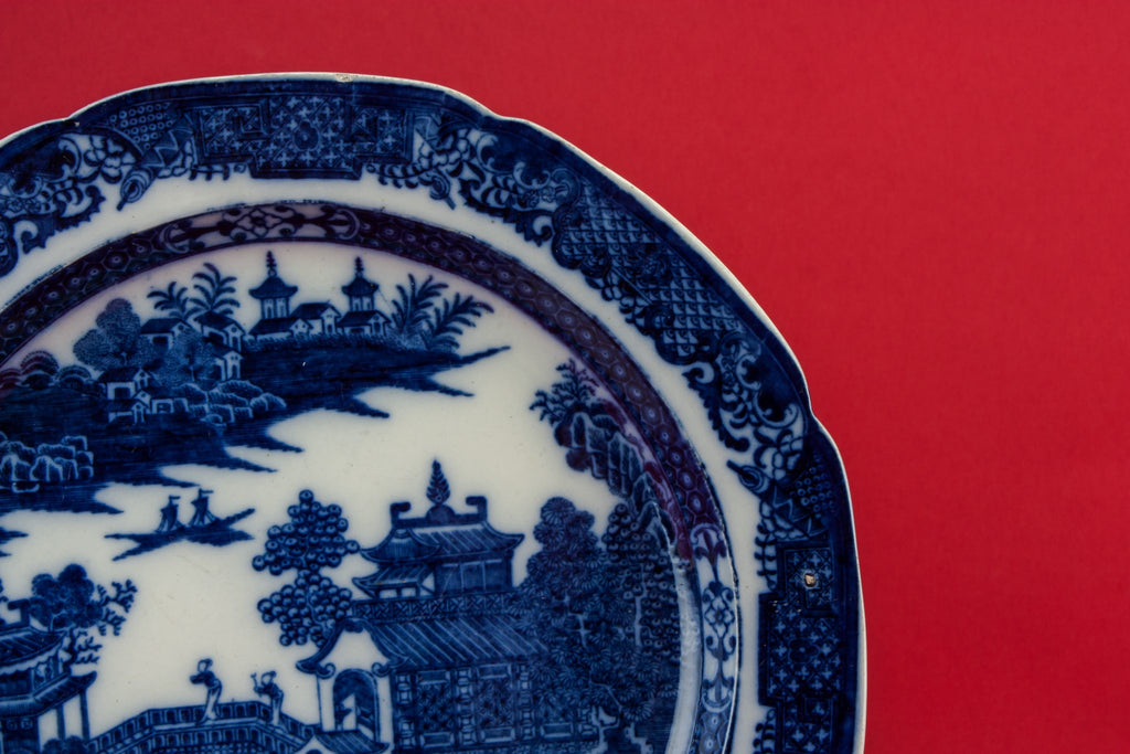 Blue and white serving dish