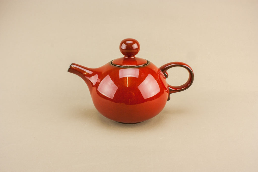 Red globular teapot