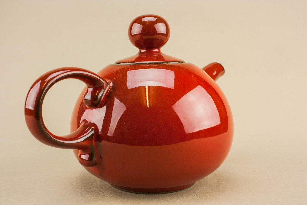 Red globular teapot