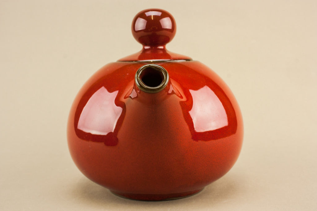 Red globular teapot