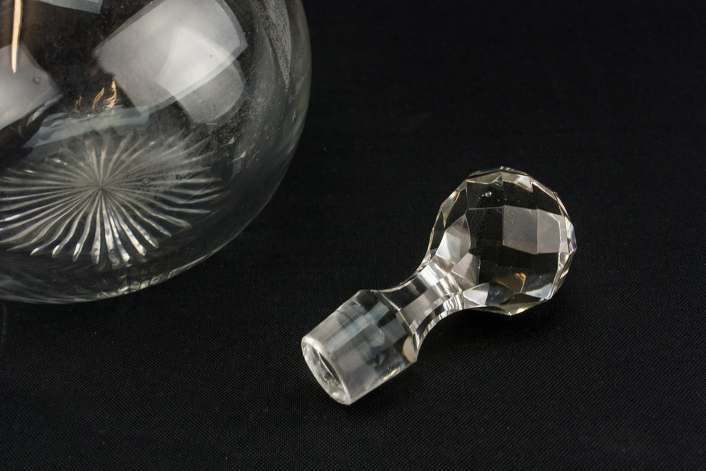 Cut glass globular decanter