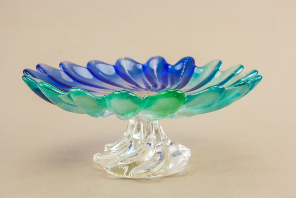 Retro blown glass cake stand
