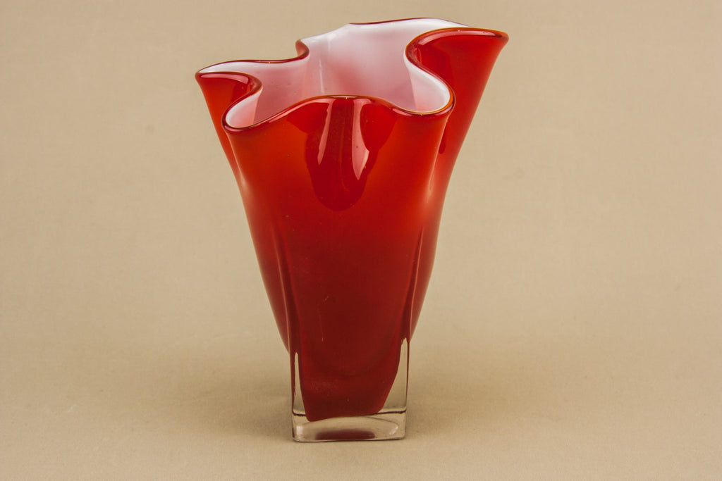 Red glass vase