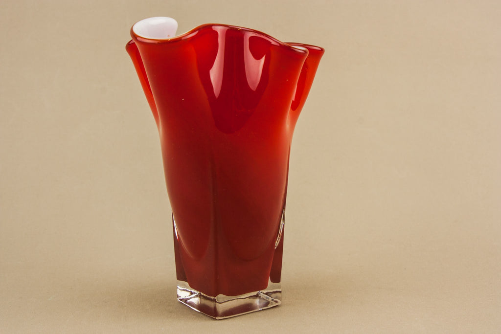 Red glass vase