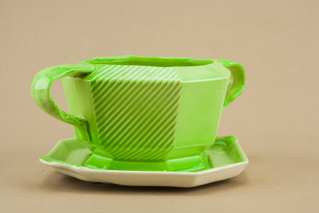Art Deco pottery gravy boat
