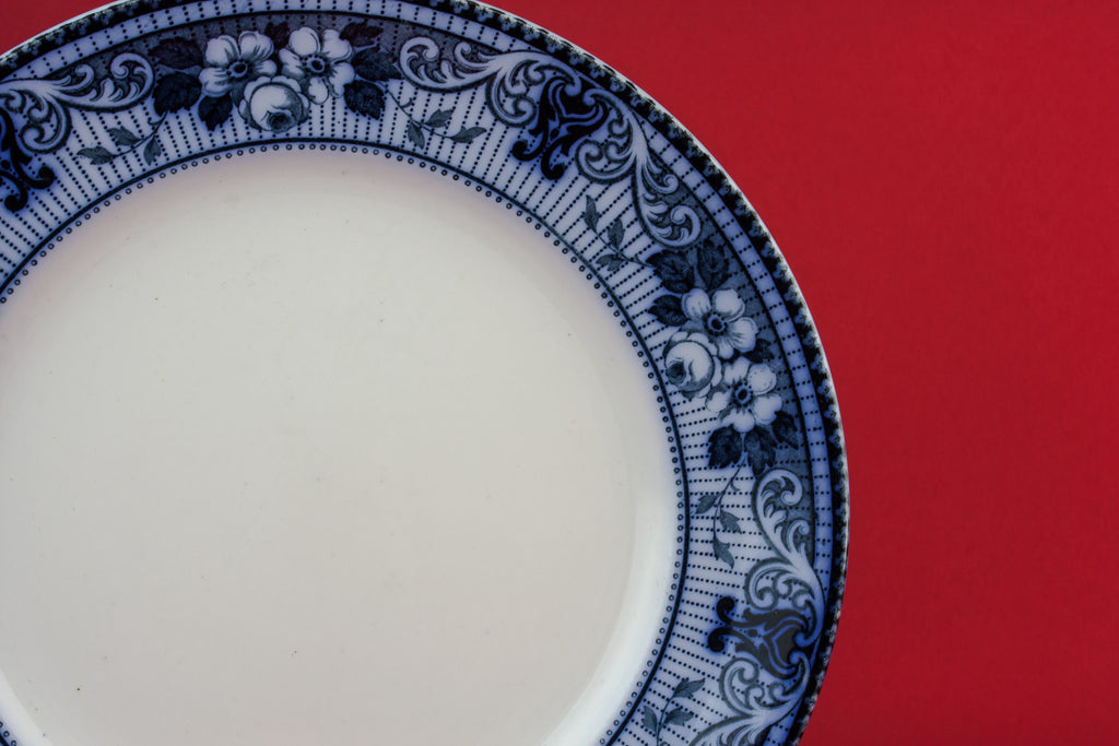 Flow blue serving dish