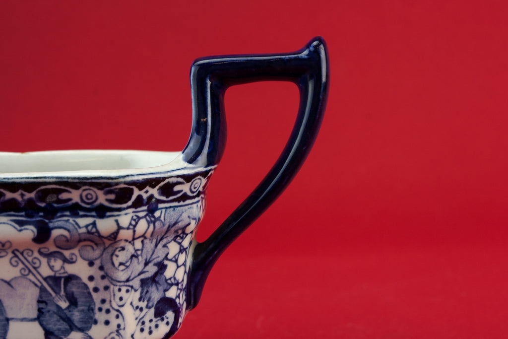 Blue and white gravy boat