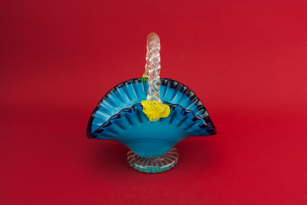 Blue glass basket