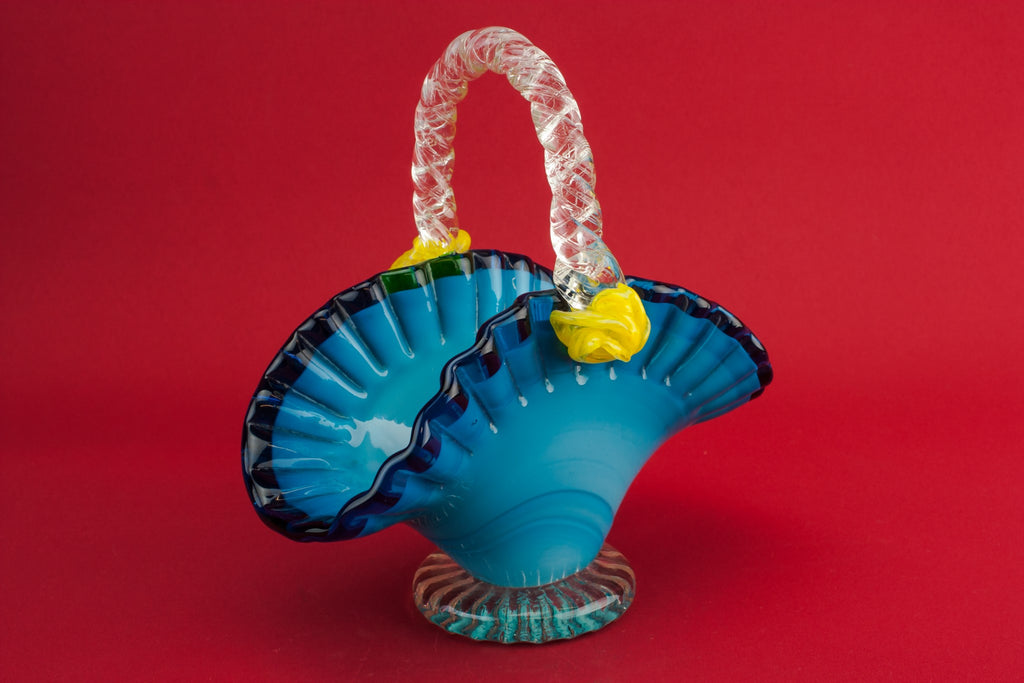 Blue glass basket