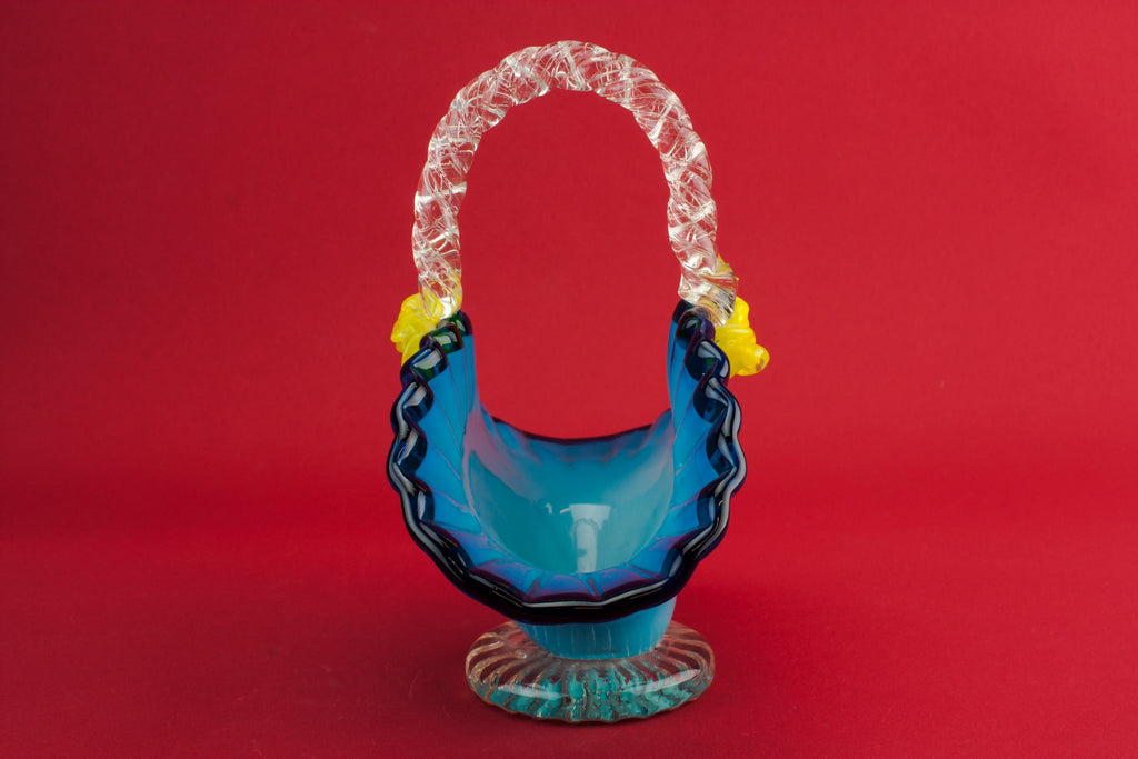 Blue glass basket