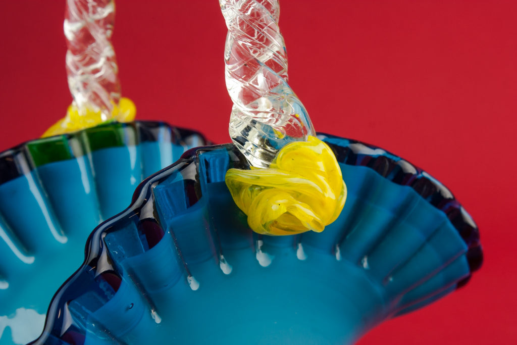Blue glass basket