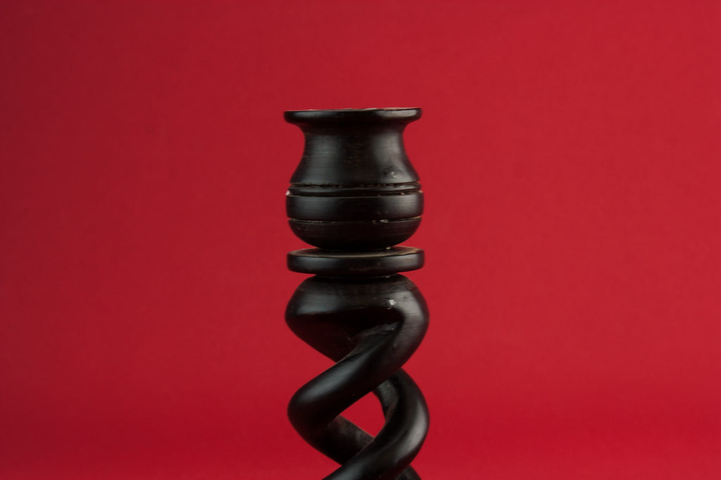 Pair of wooden candlesticks