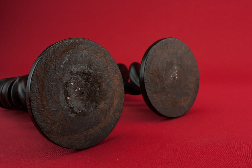 Pair of wooden candlesticks