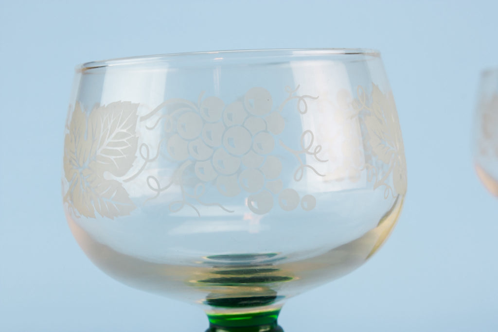 2 green wine glasses
