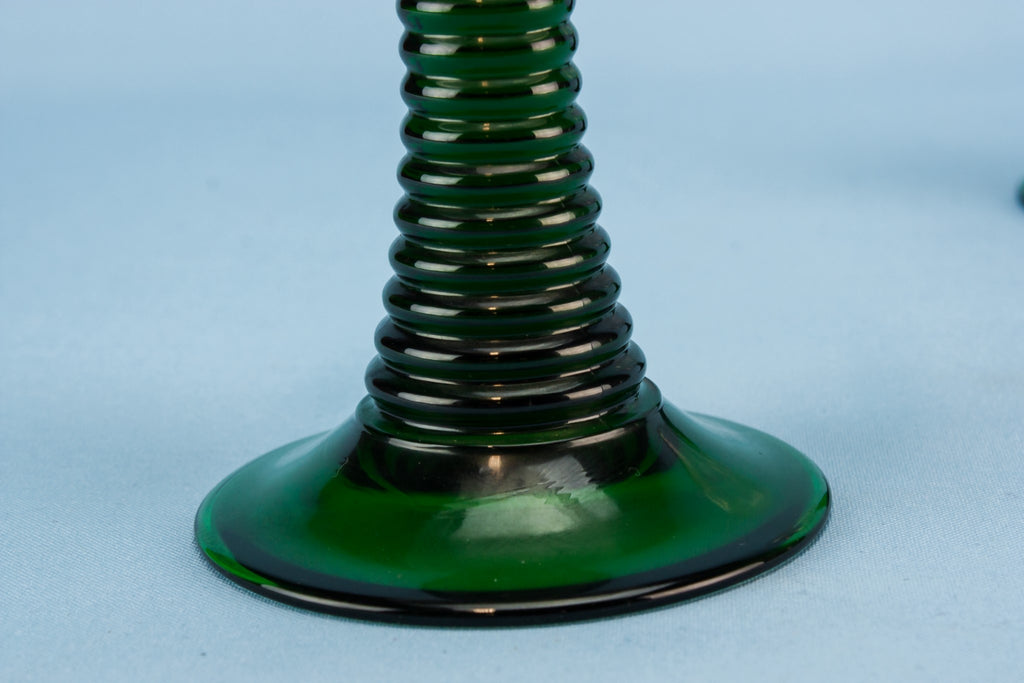 2 green wine glasses