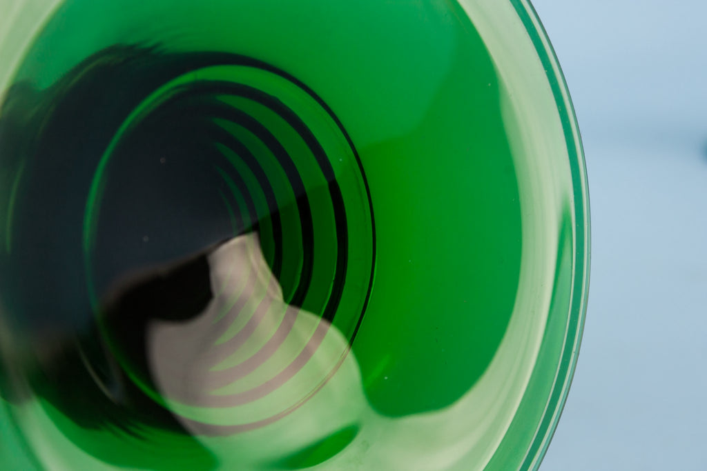 2 green wine glasses