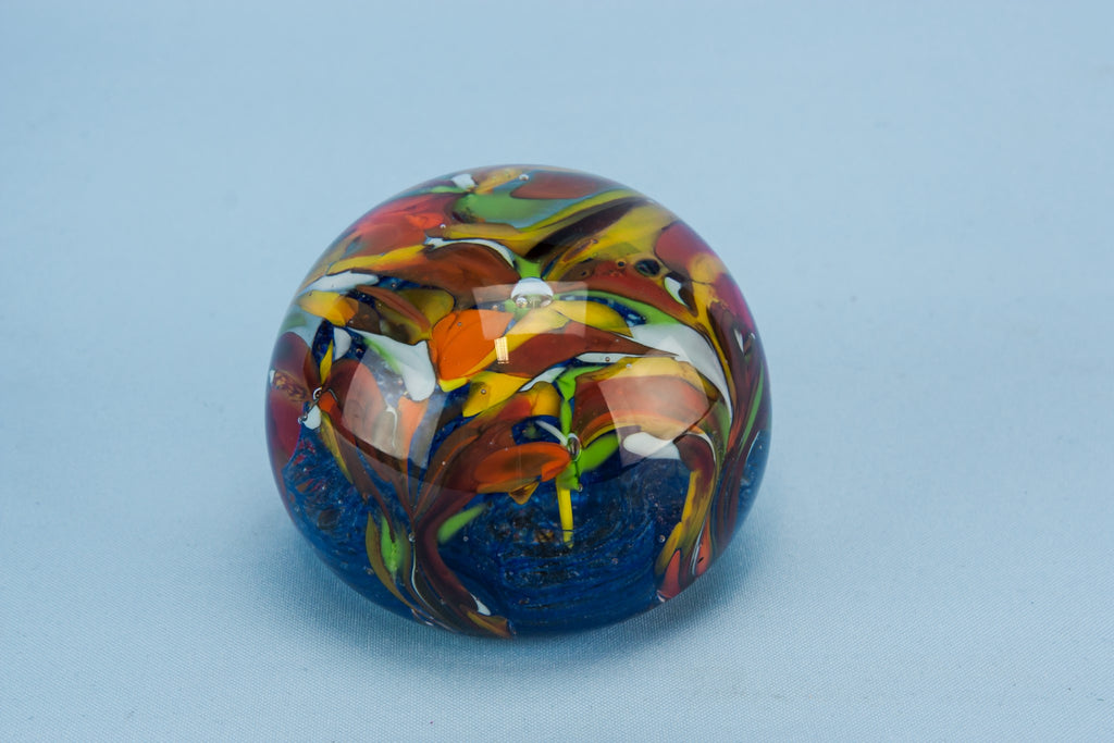 Floral glass paperweight