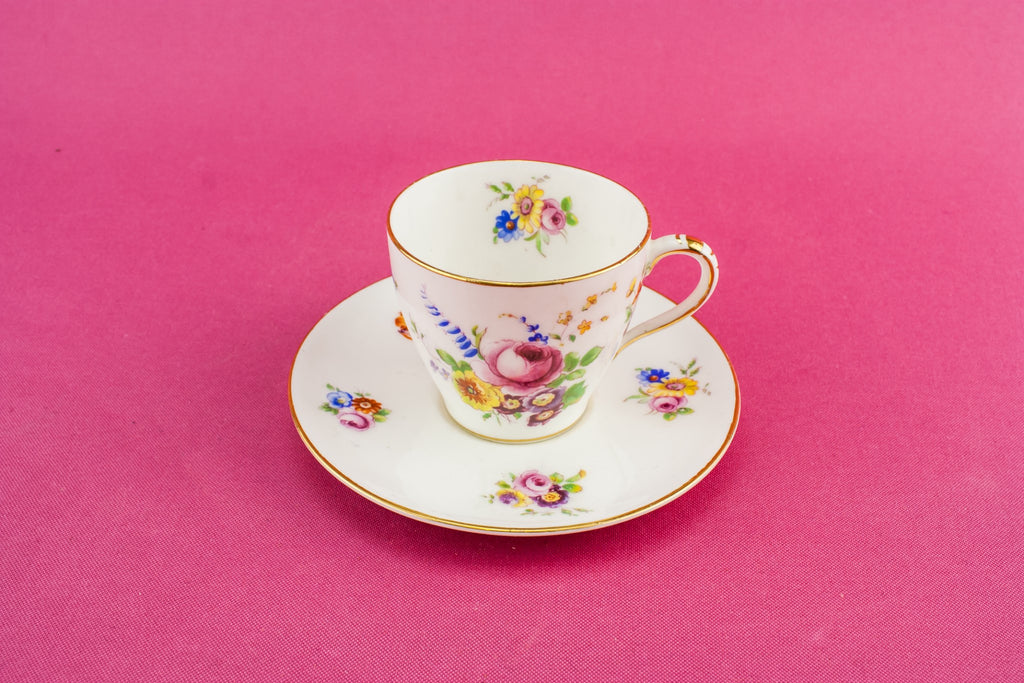 Floral bone china coffee cup