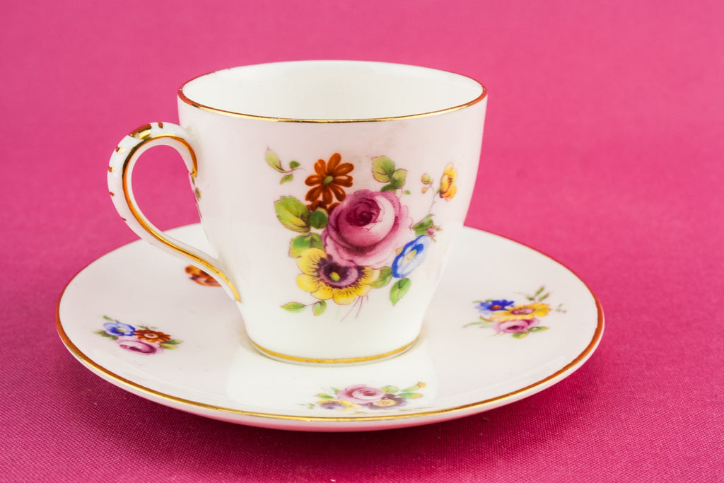 Floral bone china coffee cup