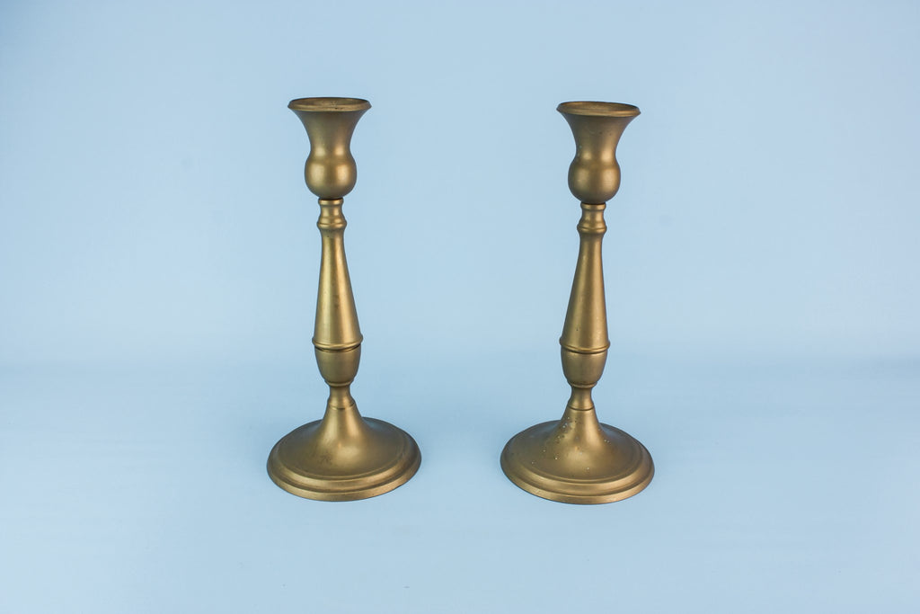 2 brass tall candlesticks