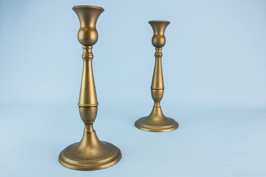 2 brass tall candlesticks