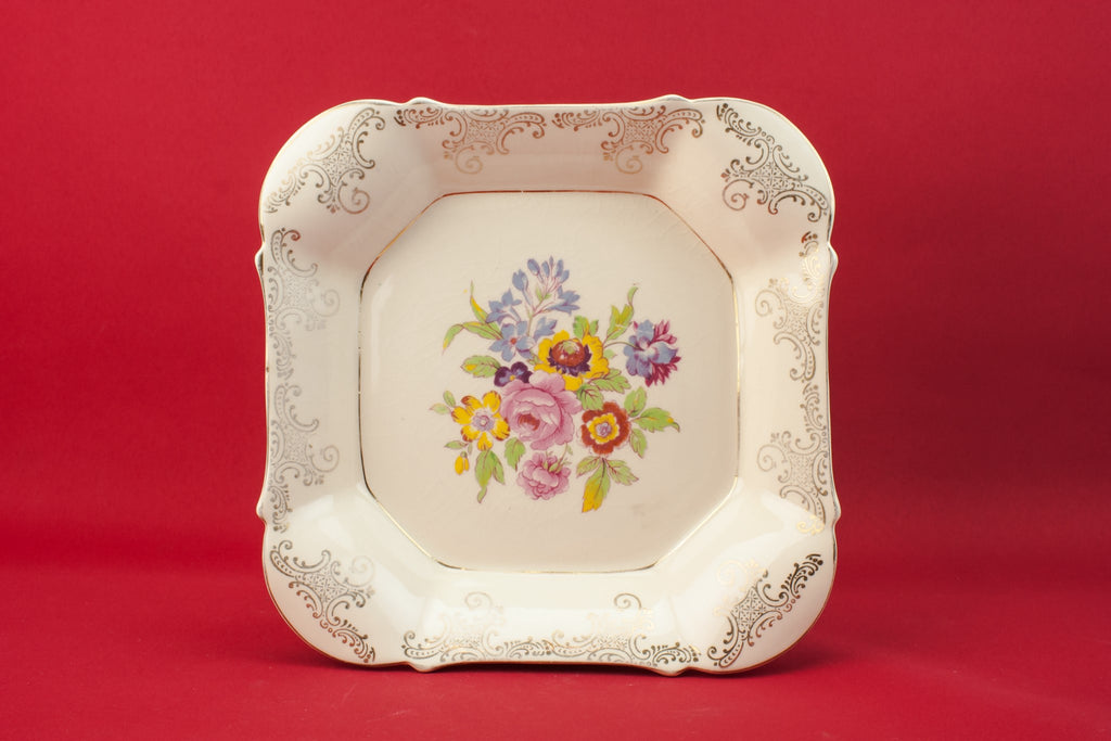 Floral pottery serving dish