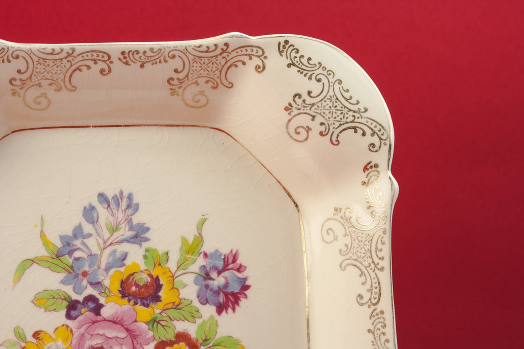 Floral pottery serving dish
